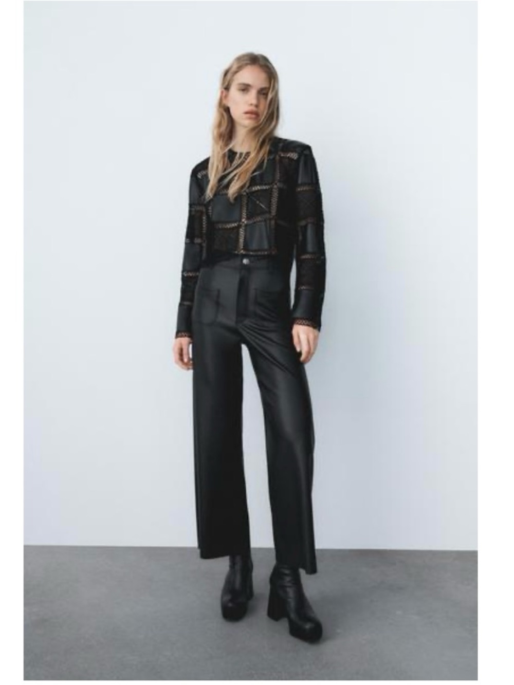 Zara Faux Leather Marine Straight Pam
